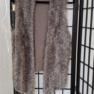 CAbi faux fur vest. Muted brown. Size M